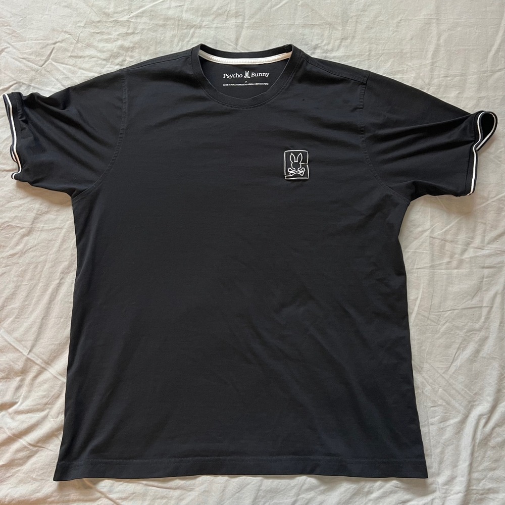PSYCHO BUNNY Mens Size XL T Shirt Black Pima Cotton Graphic Logo Short Sleeve - Picture 2 of 13